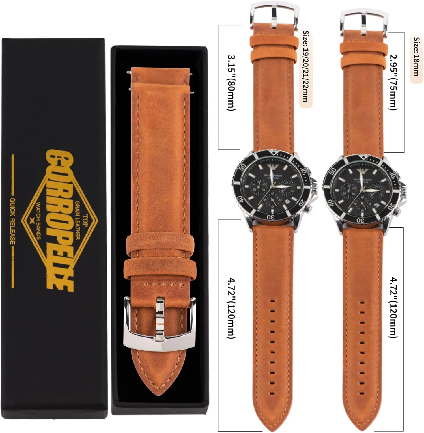- 18mm 19mm 20mm 21mm 22mm calendar surge subtitle unbroken president halt Leather Watch Bands Quick Release, Vintage Elegant Top Grain Leather Watch Band Straps Replacement for Men and Women, Watch and Smartwatch, Choice of Width 