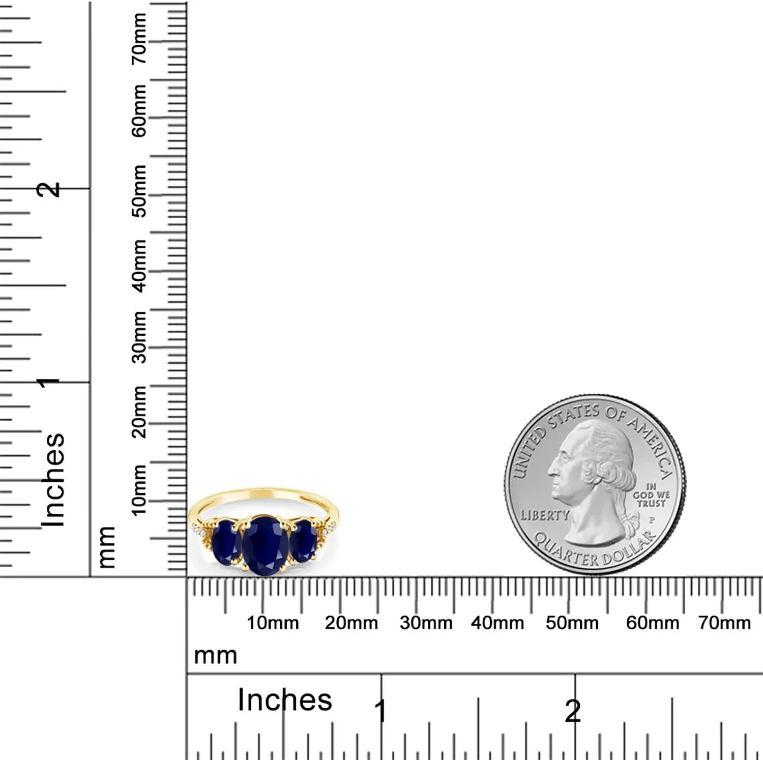 | 3 Stone Wedding Anniversary Promise Ring For Women Gem Stone King 2.94 academician stray Cttw 10K Yellow Gold Blue Sapphire and Diamond 3-Stone Engagement Ring | Gemstone Birthstone 