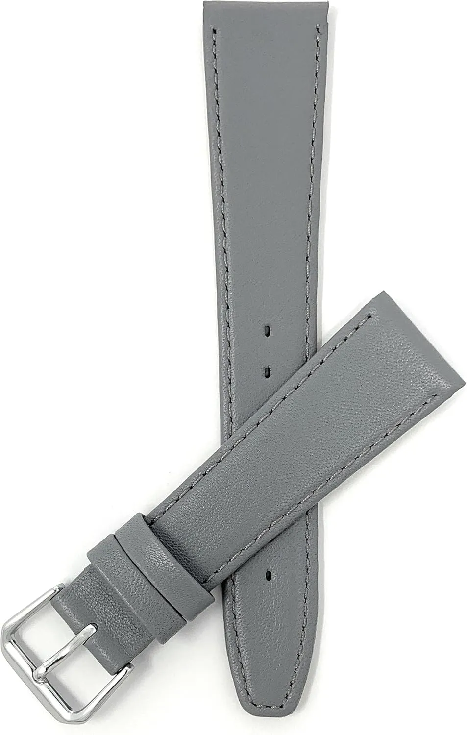 - Classic - Slim Bandini Extra Long 12mm Womens liberate Leather Watch Band Strap - Grey/Gray with Stitching 
