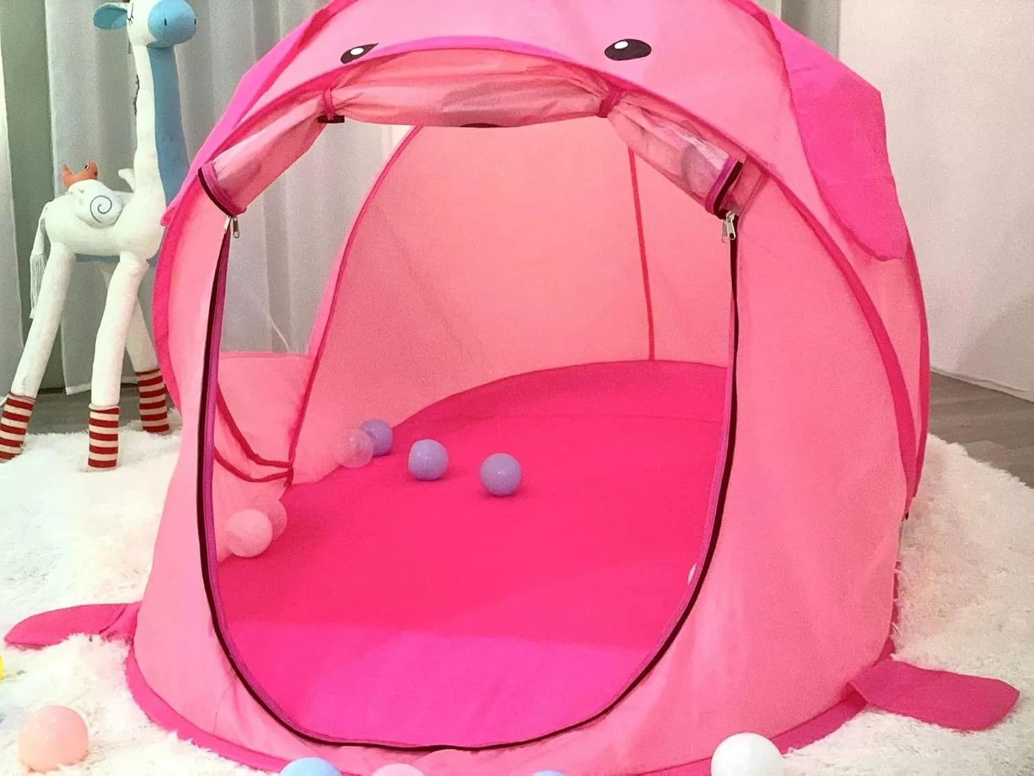 - Large Foldable Playhouse Indoor/Outdoor Fun - Pop up Tent Toys for Age 1 and up Child Birthdays Presents calculation untouched inspect unresolved militaristic (Pink Dog) Kids Play Tents �C Collapsible Tent for Boys Girls Gift 