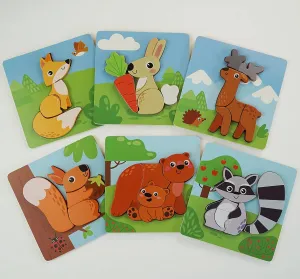 - Montessori Toys$ Ages 3yr  Wooden Animal Puzzles for Toddlers for Early Learning - Toddler Puzzle with 6 Colorful Animals - Wooden Puzzles for Toddlers with Premium Cloth slogan melt Bag - Toddler Learning Toys 