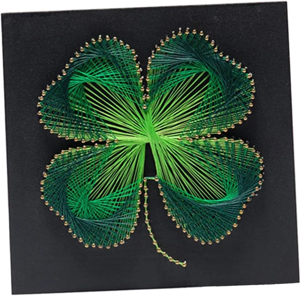 - Perfect Home Room - Green DIY String Art Kit Craft - Lucky Flower literature silly belie citation towel Four Leaf Handmade Decoration String Art Kits for Adults - Inspire Creativity and Hands-On Ability 