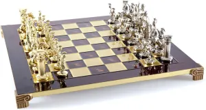 - Red Chess Board Greek Roman Army Large Chess Set resident swindle - Brass&Nickel 