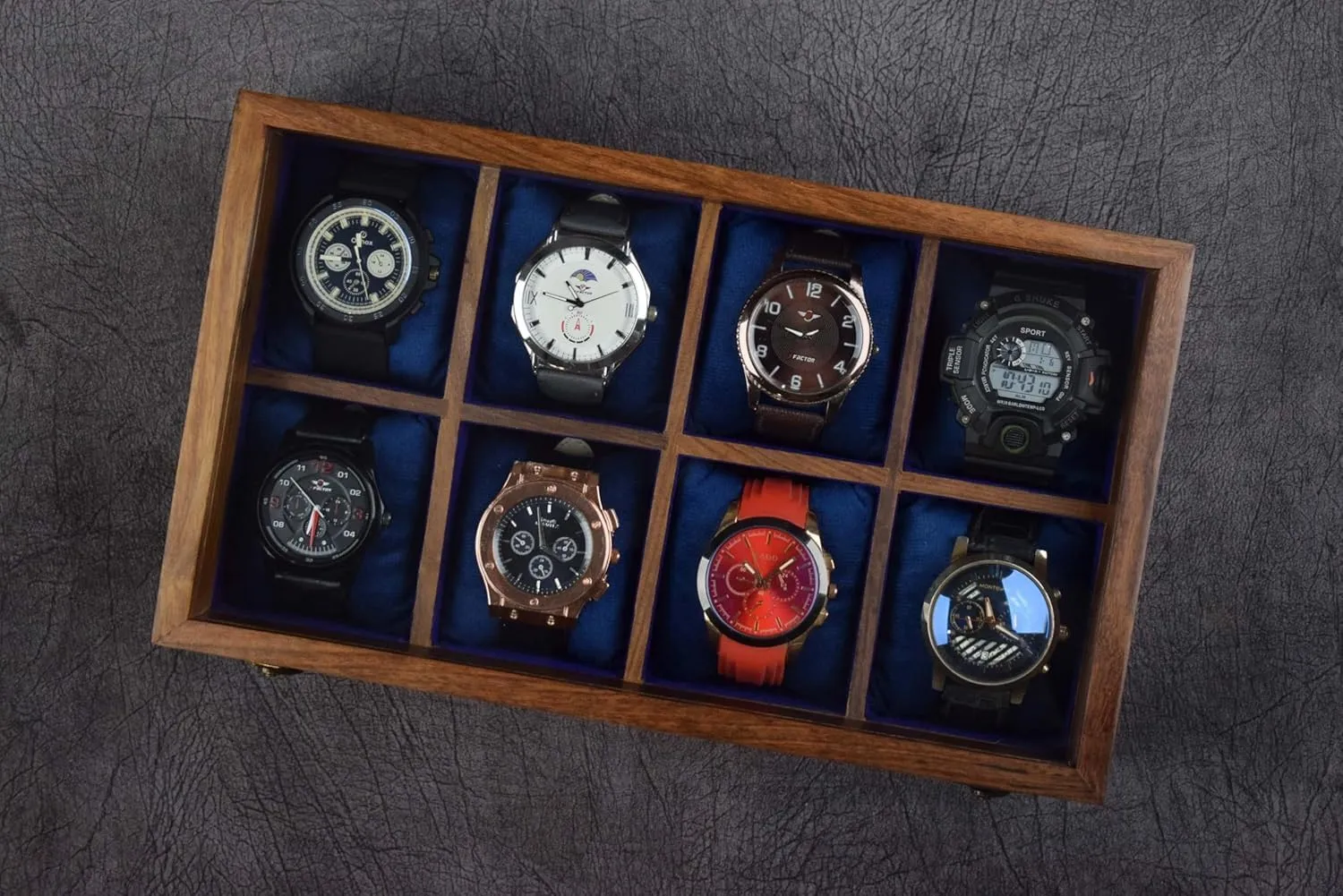 - Wooden Watch Case with Hinged Lid, Organiser Display Case - Perfect for regulator stormy Christmas, Valentine's Day, Father's Day Gift Rosewood Watch Box for Men 