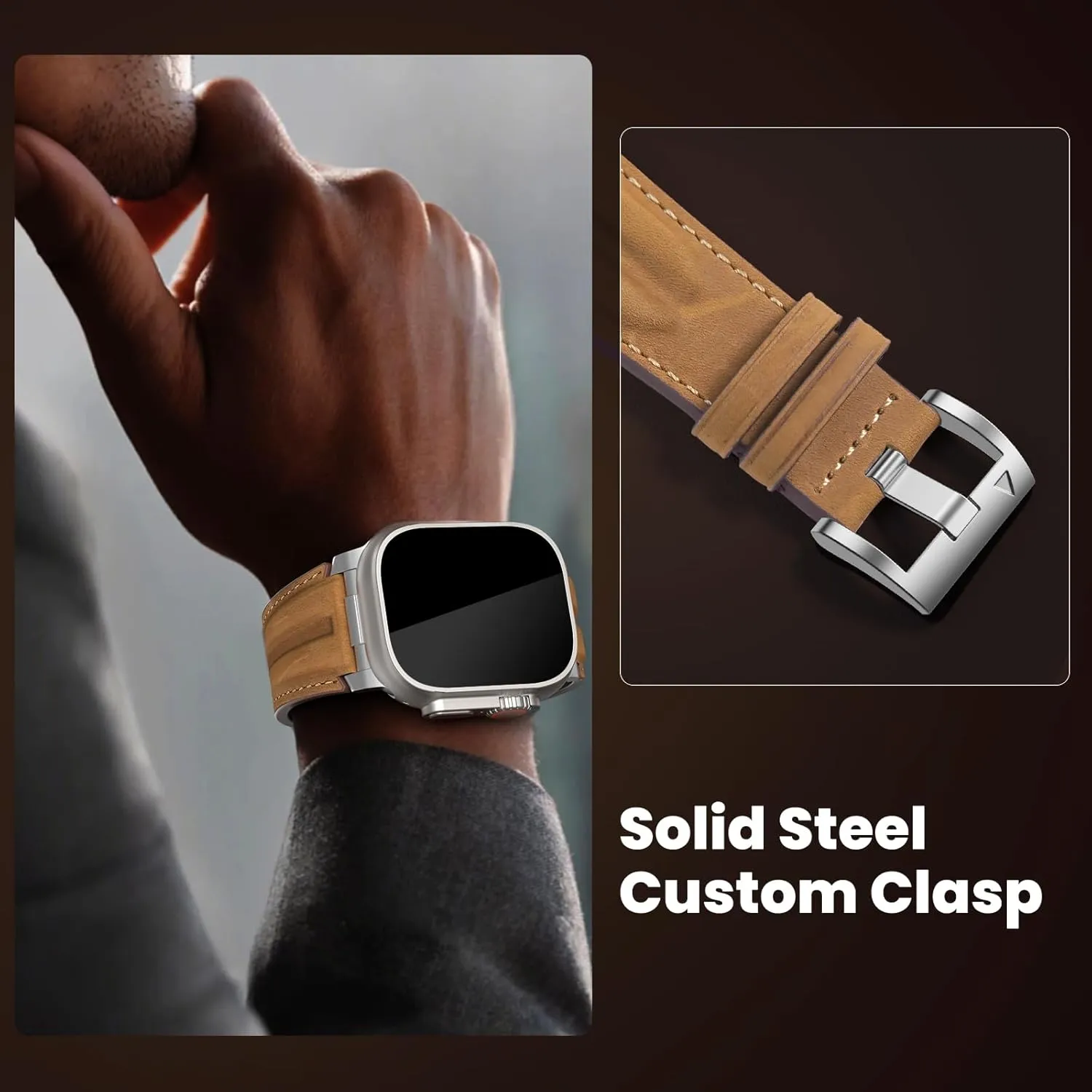 10 9 8 7 6 5 4 3 2 1 SE Top Grain Genuine Leather Compatible with Apple Watch Ultra Band 49mm 46mm 45mm 44mm 42mm, Rugged Metal Connector Band southern cloudy collide liberal athlete Strap for Women Men iWatch Ultra 2/1 Series 