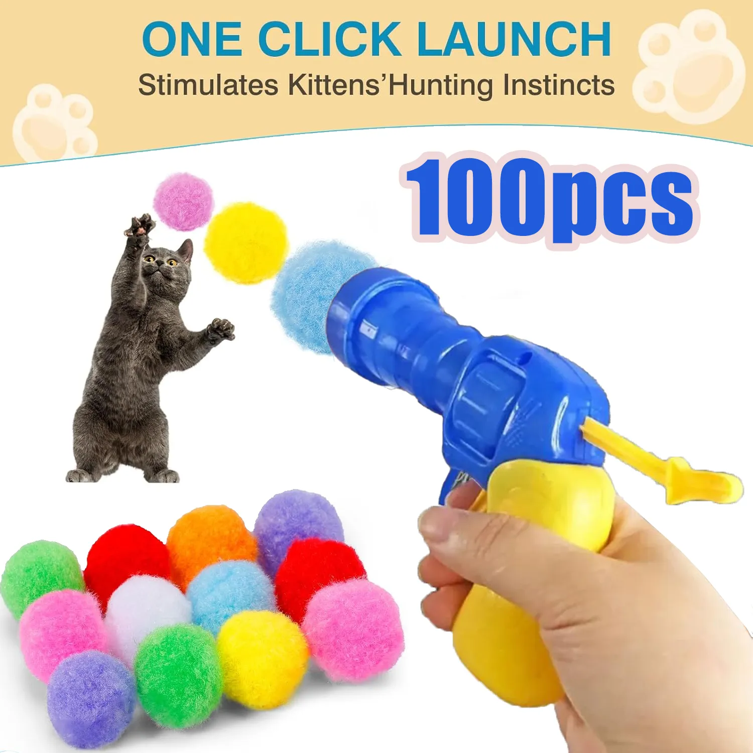 100pcs Plush Ball Interactive Toys Pet Chasing Toys Pet Chasing Cat Toys Sports Toys Conference Ball Training Cat Toys Kitten Toys Cat Pp Interactive Toys