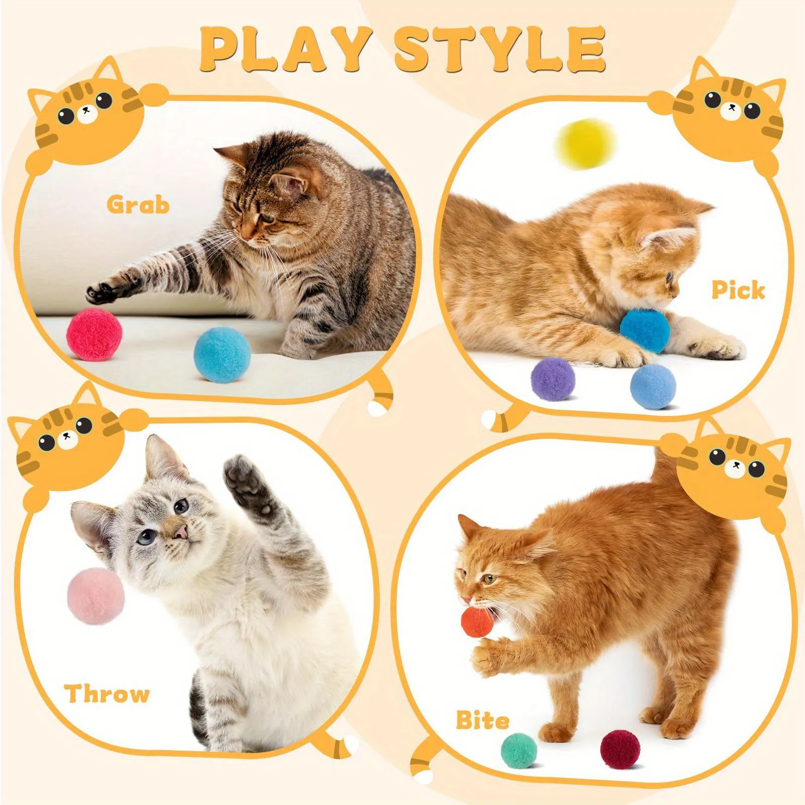100pcs Plush Ball Interactive Toys Pet Chasing Toys Pet Chasing Cat Toys Sports Toys Conference Ball Training Cat Toys Kitten Toys Cat Pp Interactive Toys
