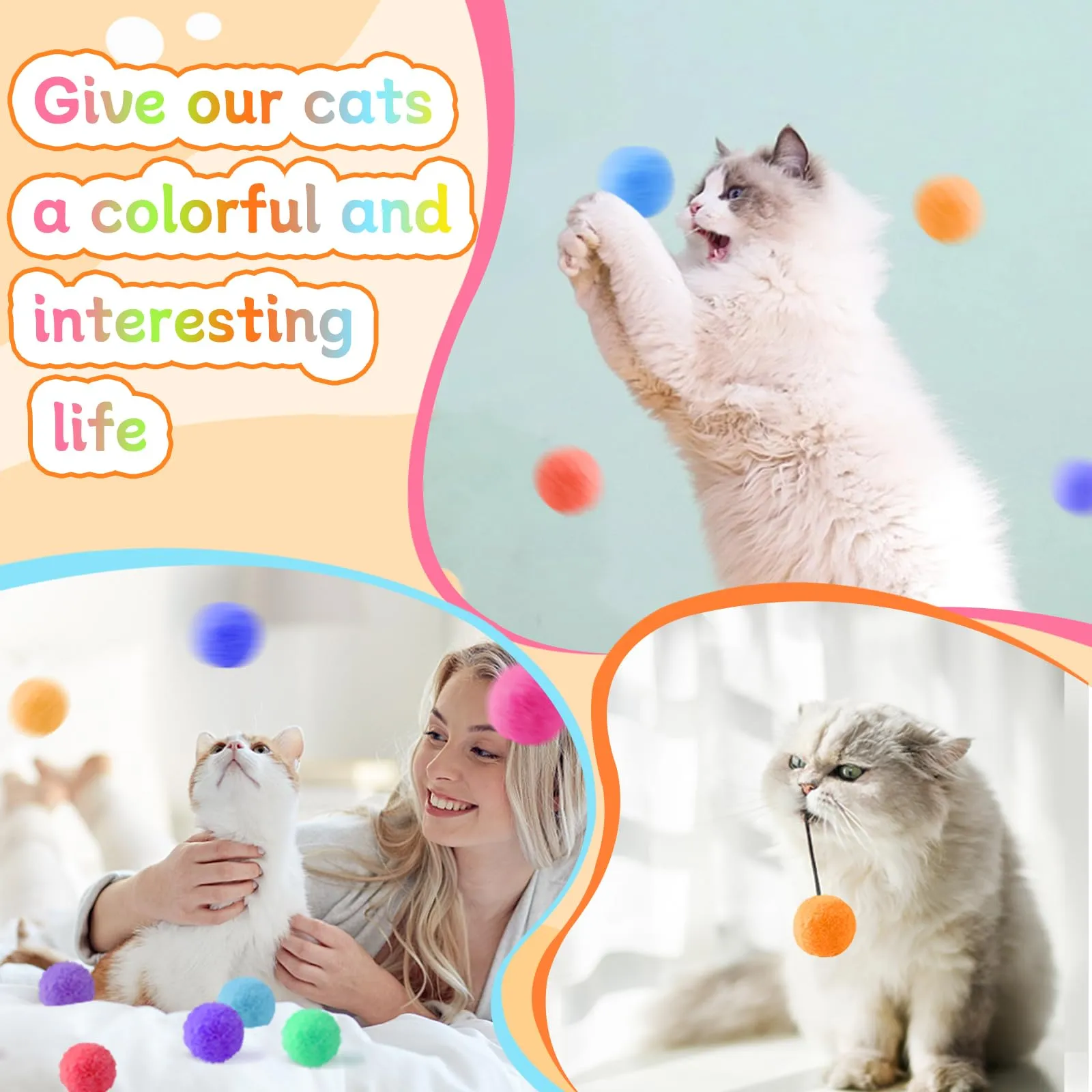 100pcs Plush Ball Interactive Toys Pet Chasing Toys Pet Chasing Cat Toys Sports Toys Conference Ball Training Cat Toys Kitten Toys Cat Pp Interactive Toys