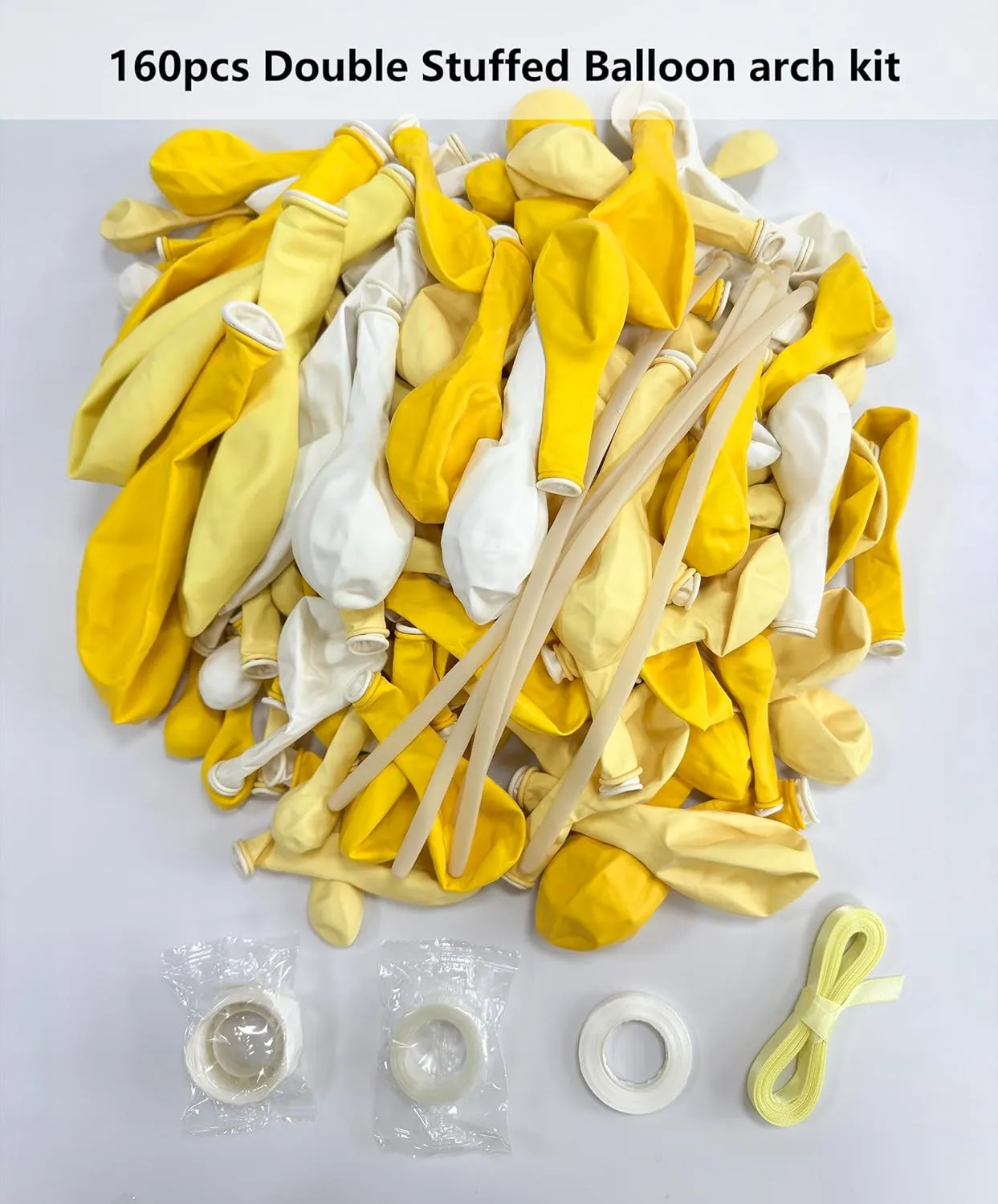 10" 12" 18", Light Yellow Balloons viral argument dense holistic for Birthday, Baby Shower, Bat Mitzvah, Graduation Party, Summer Party Decorations 160pcs Yellow White Balloon Arch Kit with Ribbon Bows in Different Sizes 5" 