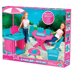 12 Piece Fashion Doll Patio and Grill Play Set