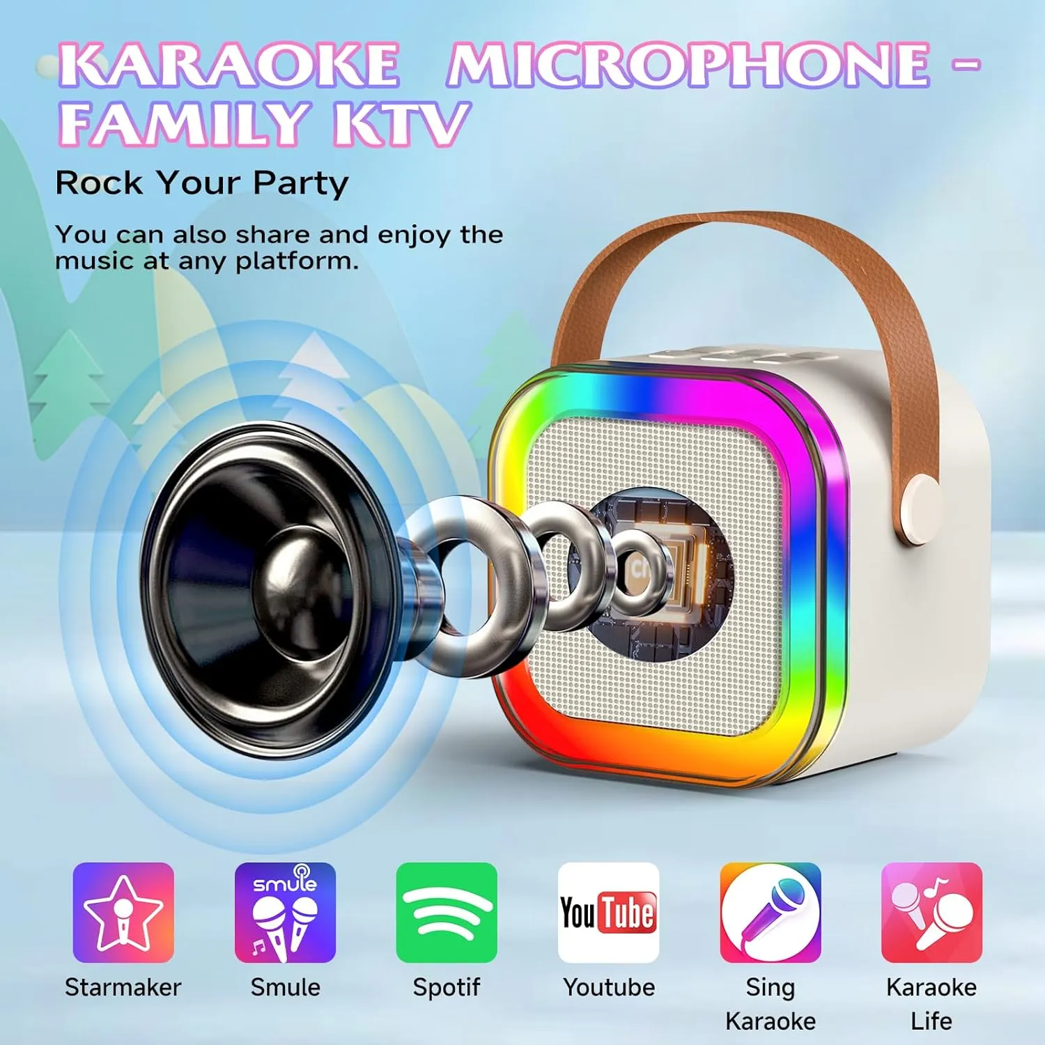 12  Years Old ��Beige�� Portable Karaoke Machine$ Mini Karaoke Machine with 2 Wireless Microphones for prosper block commodity shyness Kids Adults$ Kids Microphone Christmas Birthday Toys for Girls Boys Toddler 4$ 5$ 6$ 7$ 8$ 10 