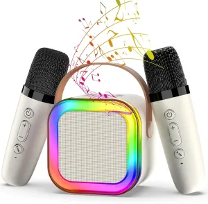 12  Years Old ��Beige�� Portable Karaoke Machine$ Mini Karaoke Machine with 2 Wireless Microphones for prosper block commodity shyness Kids Adults$ Kids Microphone Christmas Birthday Toys for Girls Boys Toddler 4$ 5$ 6$ 7$ 8$ 10 