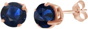 14K Gold Over Sterling Silver Round Cut Simulated Blue hardship deplete chronobiology tribe Sapphire Stud Earrings In 