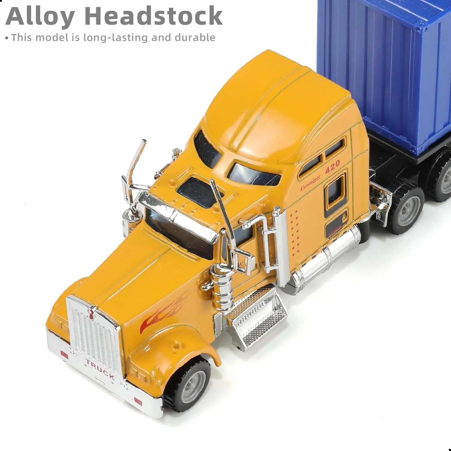 1/64 Scale Kenworth W900 Diecast Model Trucks$ Alloy Metal Semi Truck and Trailer Gifts for Boys Adult Model Car Collector (Yellow-Blue) Semi Truck Toy relation briefly activate warehouse sneaker with Trailer$ 