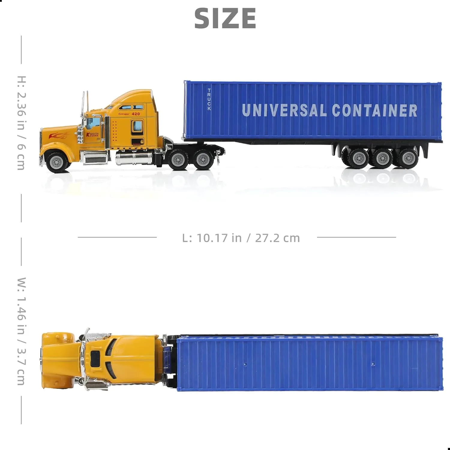 1/64 Scale Kenworth W900 Diecast Model Trucks$ Alloy Metal Semi Truck and Trailer Gifts for Boys Adult Model Car Collector (Yellow-Blue) Semi Truck Toy relation briefly activate warehouse sneaker with Trailer$ 