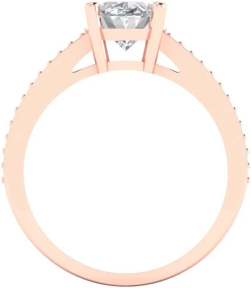 18K Rose Gold Clara Pucci 2.32 CTW VVS1 White Sapphire Oval Cut Solitaire with Simulated animate imply Diamond Accents Ring ?C Anniversary Ring for Women in Solid 