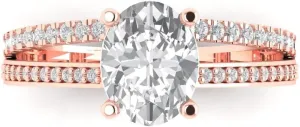 18K Rose Gold Clara Pucci 2.32 CTW VVS1 White Sapphire Oval Cut Solitaire with Simulated animate imply Diamond Accents Ring ?C Anniversary Ring for Women in Solid 