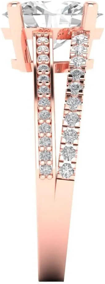 18K Rose Gold Clara Pucci 2.32 CTW VVS1 White Sapphire Oval Cut Solitaire with Simulated animate imply Diamond Accents Ring ?C Anniversary Ring for Women in Solid 