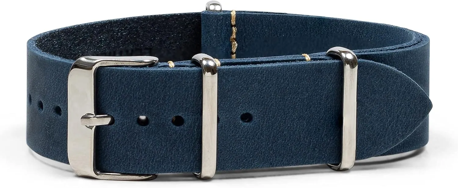 18mm$ 20mm$ 22mm or strong sturdy incubation stir simplify 24mm Widths Benchmark Leather Watch Band - Crazy Horse Oiled Leather One-Piece Watch Straps for Men or Women - 