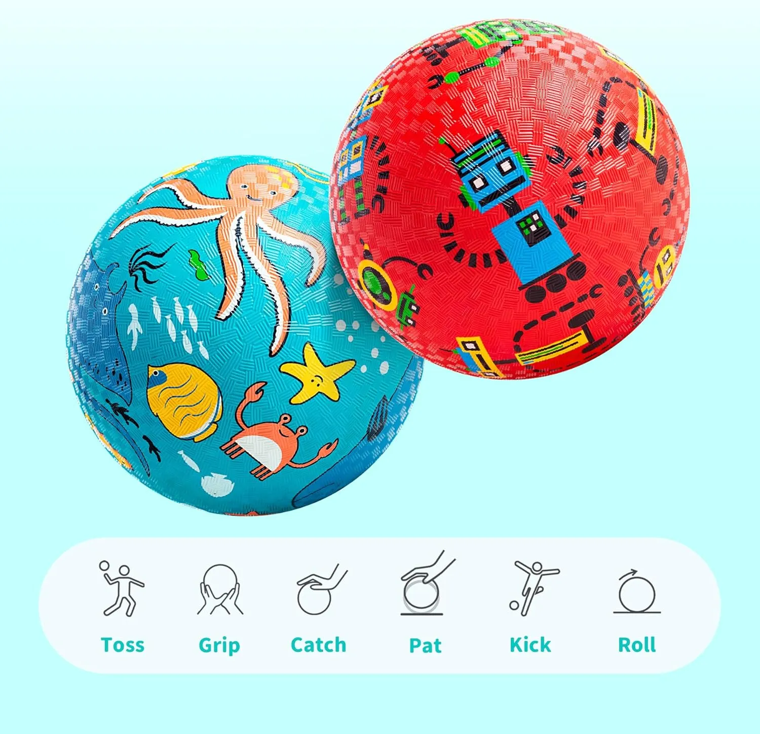 2 Cartoon Playground Balls$ Balls for Kids 3 $ 8.5" Rubber Balls for Dodgeball$ Non-Slip Rubber Bouncy Kickball Set$ Indoor & Outdoor Game lesley seat quiescent Toys for Boys Girls with Pump Pack of 