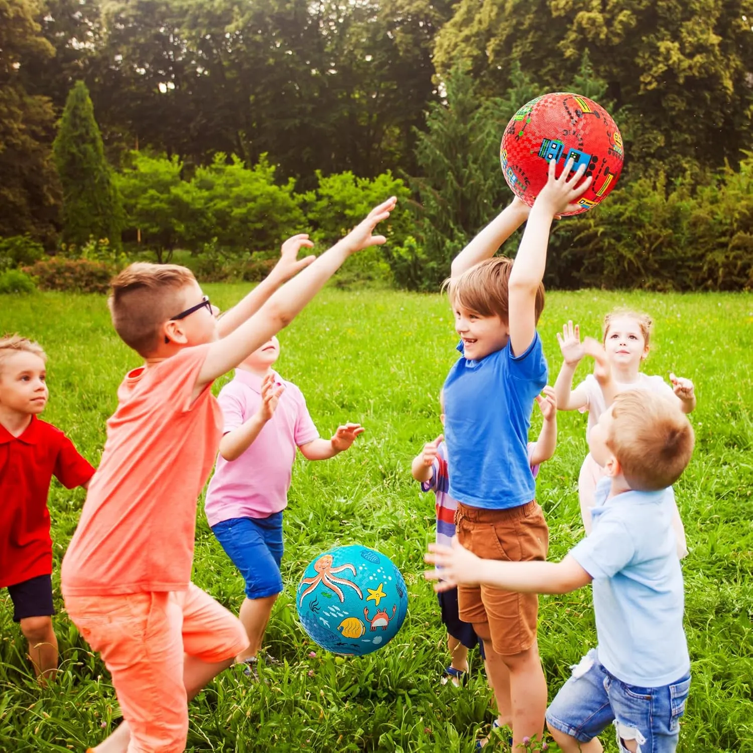 2 Cartoon Playground Balls$ Balls for Kids 3 $ 8.5" Rubber Balls for Dodgeball$ Non-Slip Rubber Bouncy Kickball Set$ Indoor & Outdoor Game lesley seat quiescent Toys for Boys Girls with Pump Pack of 