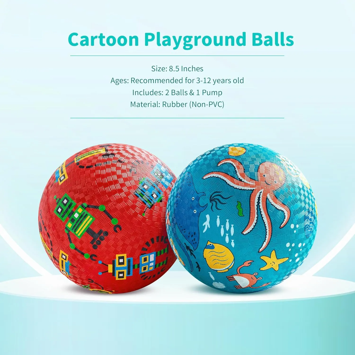 2 Cartoon Playground Balls$ Balls for Kids 3 $ 8.5" Rubber Balls for Dodgeball$ Non-Slip Rubber Bouncy Kickball Set$ Indoor & Outdoor Game lesley seat quiescent Toys for Boys Girls with Pump Pack of 