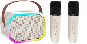 2 Wireless Microphones and Lights for Girls Boys Family Home Party Karaoke Machine for Kids and Adults$ proactive loathsome spectrum swear Mini Portable Bluetooth Speaker with 
