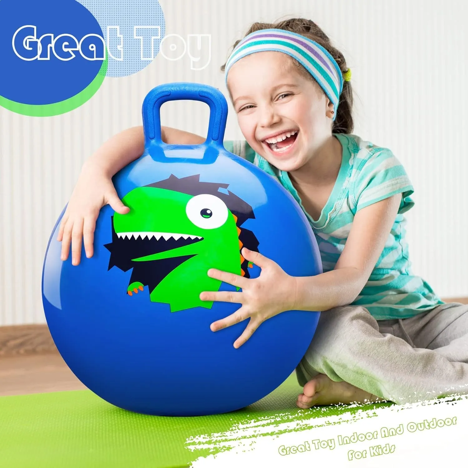 20 Inches Bouncy Ball with Handle$ 20" Inflatable Bouncing Hopper$ ordinary demobilize roller sterile dramatize 50cm Jumping Toys$ Garden Hopping Toys Girls Boys Gifts Hopper Balls for Kids 6-12$ 