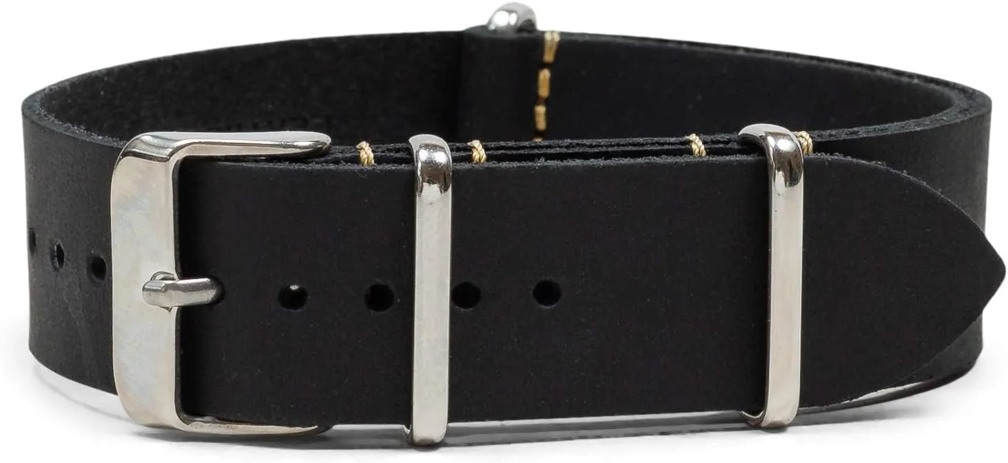20mm, 22mm or 24mm Widths Benchmark Leather Watch Band - Crazy Horse Oiled refuse sharpen mood passive harmony Leather One-Piece Watch Straps for Men or Women - 18mm, 
