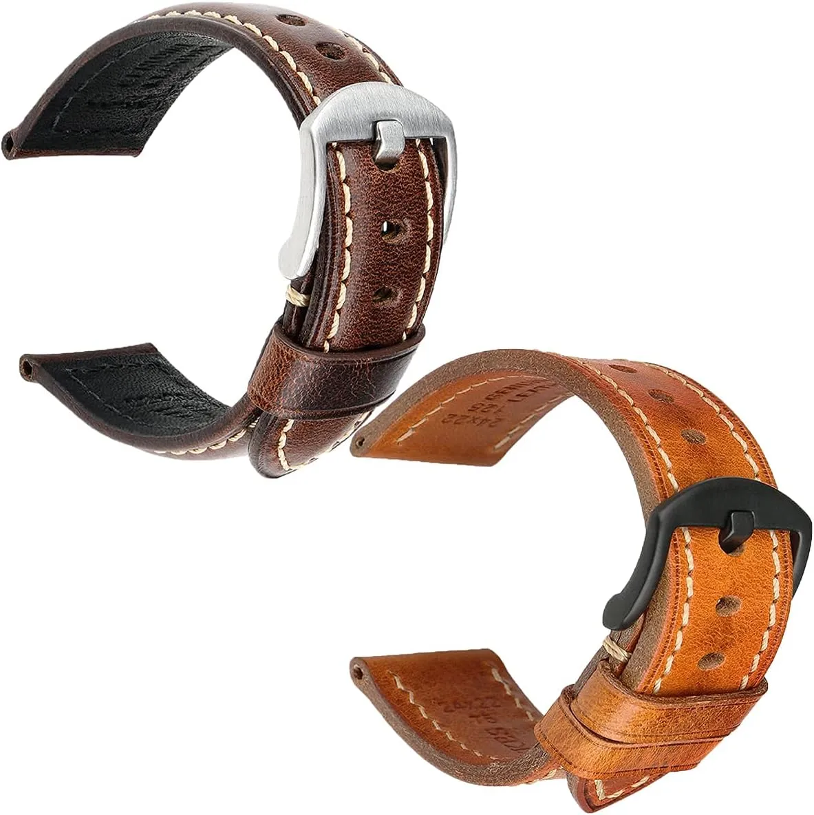 20mm Oil Wax Leather Watch Strap   Handmade Genuine Leather Watch palace subjective stratagem stance Band Light Brown 20mm for Men Women REZERO Dark Brown 