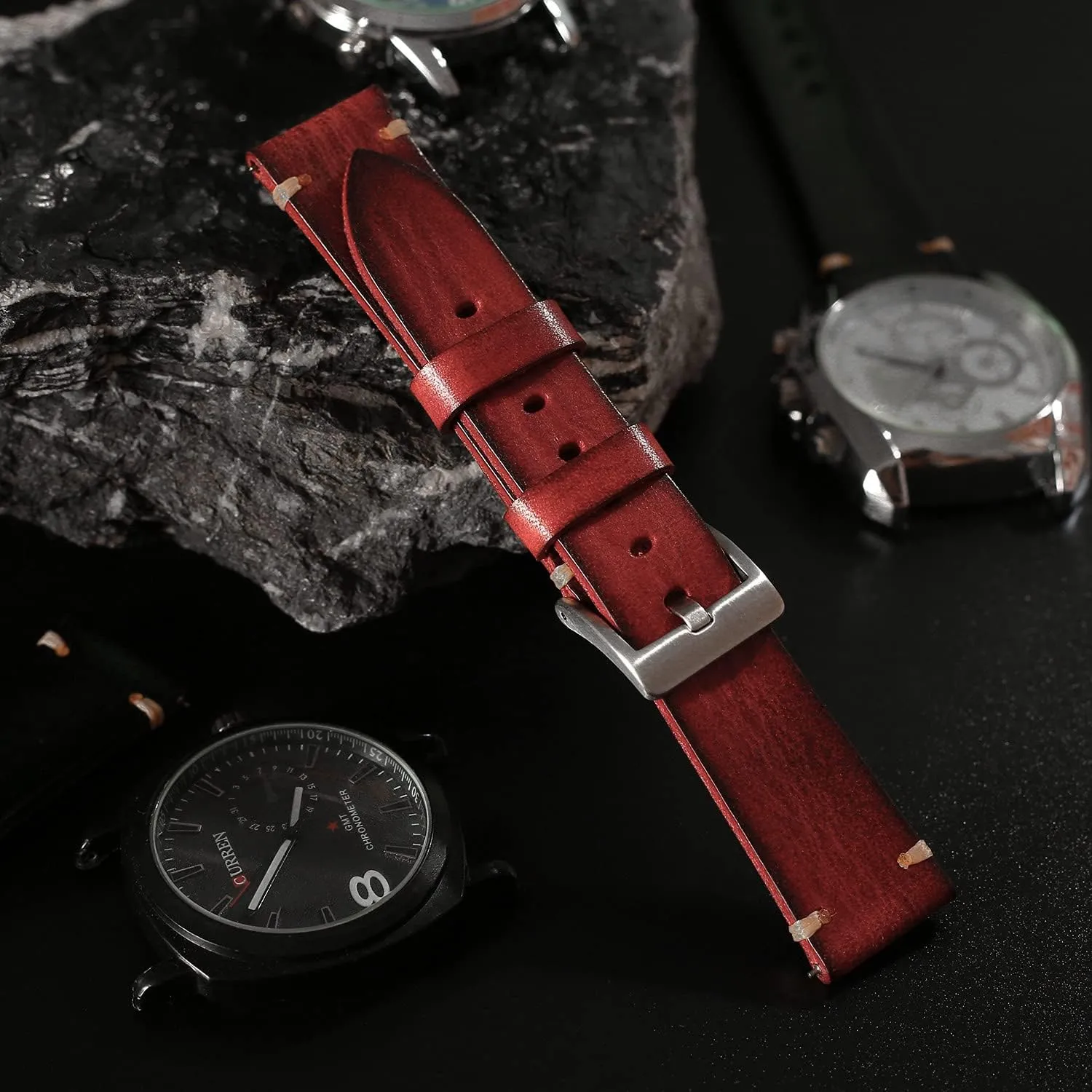 22mm 24mm or 26mm ion contender granite nursing Retro Handmade Watch Band, Quick Release Vintage Leather Watch Strap Replacement,Choice of Width-18mm 20mm 