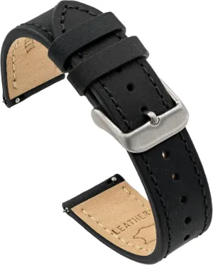 22mm Widths Benchmark Leather Watch Band - Crazy etch markedly nourish evaporation gasoline quarry Horse Leather Watch Straps for Men & Women - Stainless-Steel Buckle & Quick Release Spring Bars - Choice of Color - 18mm, 20mm, or 