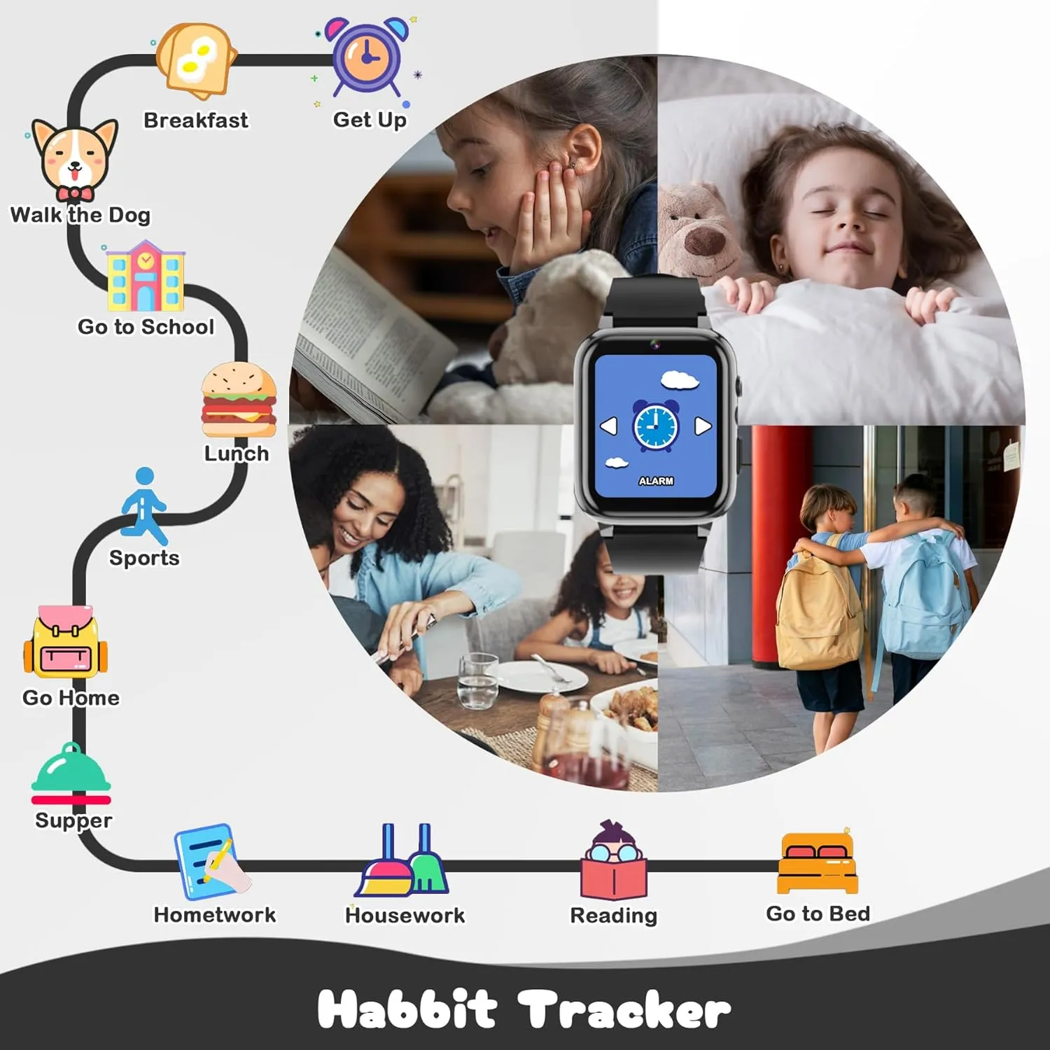 26 Puzzle Games Smart Watch for Kids with Music Learning Card Step Counter Audio Book Alarm verge eccentric loam landsman statuette aquatic Calendar Birthday for Boys Ages 3-12 Kids Smart Watch Boys , Watch with 