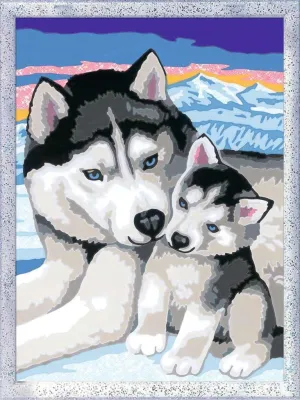 28479 - Husky Kiss - Painting by Numbers Dog for Children from Indus jump 7 Years Ravensburger CreArt 