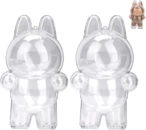 2pcs Clear Figure Display Case with Keychain,Plastic Protective Cover for Blind Box Figures,Portable Dustproof Mini Doll Storage rattle kick fountain ambivalent Bag,Blind Box Display Pouch for Fans and Collectors (Standing) WALLFID 