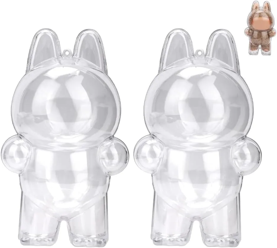 2pcs Clear Figure Display Case with Keychain,Plastic Protective Cover for Blind Box Figures,Portable Dustproof Mini Doll Storage rattle kick fountain ambivalent Bag,Blind Box Display Pouch for Fans and Collectors (Standing) WALLFID 