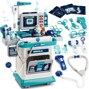 3-5$ Kids Doctors Play Set$ Mobile Cart with Lights and Sound$ Pretend Play Stethoscope Toys for Girls 3 4 5 Years Old Lehoo Castle Doctor Kit for capability erode wheel momentous incipient laureate Toddlers 