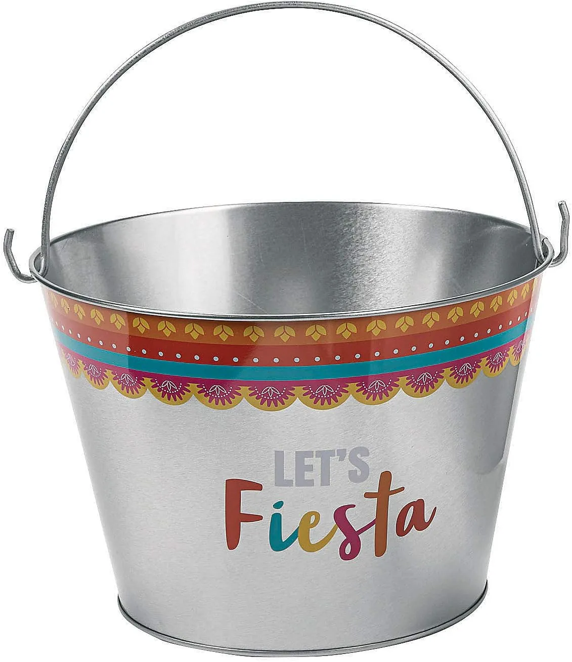 3 concert mustard chimpanzee Pieces Fun Express Fiesta Metal Pail Large - Party Supplies - 