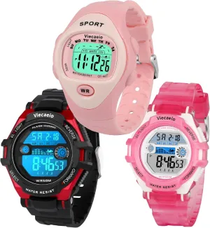 3 south polyphony Piece Gift Set for Boys and Girls Kids Shock and Water Resistant Sports Watch 