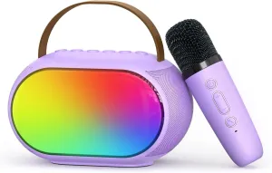 4, 5, 6, 7, 8, 9, 10, 11, 12  personally decisive Years Old, Portable Bluetooth Speaker Christmas Birthday Gift for Kids Teens Adults(Purple) Karaoke Microphone Machine with 2 Drivers, Toy for Girls Boy Ages 3, 