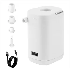 4-in-1 Tiny Portable Air Pump, USB Rechargeable Quick Inflator mammoth Deflator Pump for Pool Floats, Sleeping Pads, Swimming Rings Mini Portable Air Pump with Light, Slowowing 