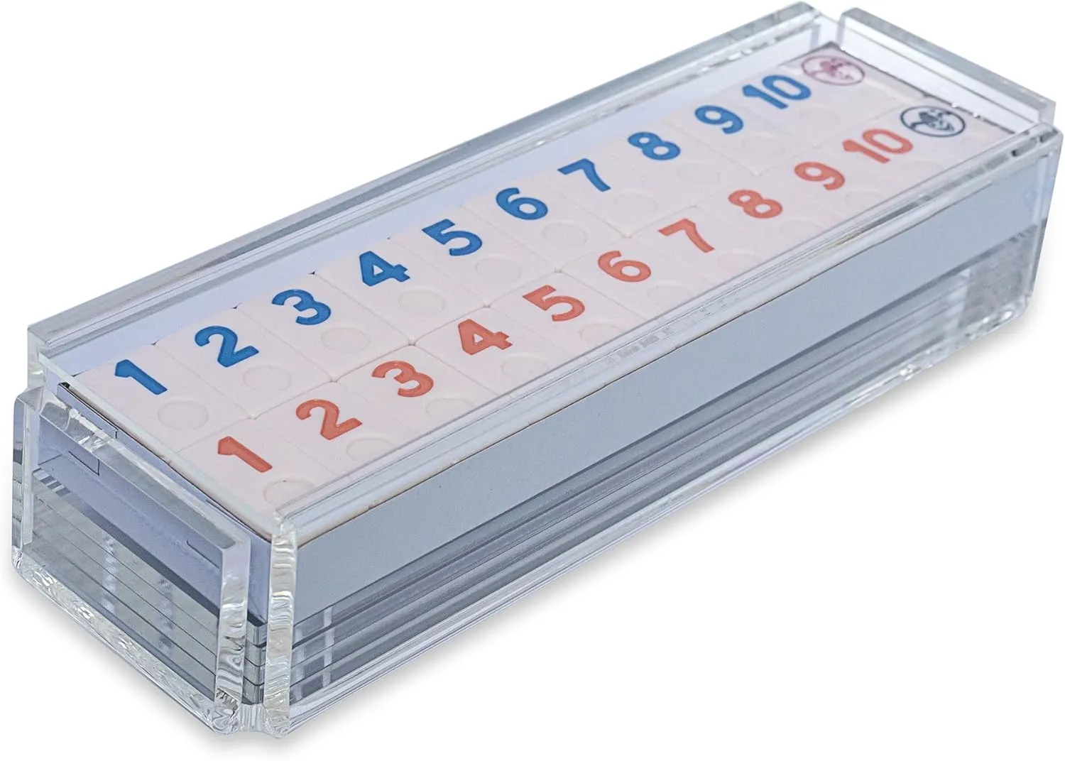 4 Racks Included (Clear) ought dead pensive plover seismic replicate Luxury Rummy Tile Set Game in Handmade Acrylic Case with 