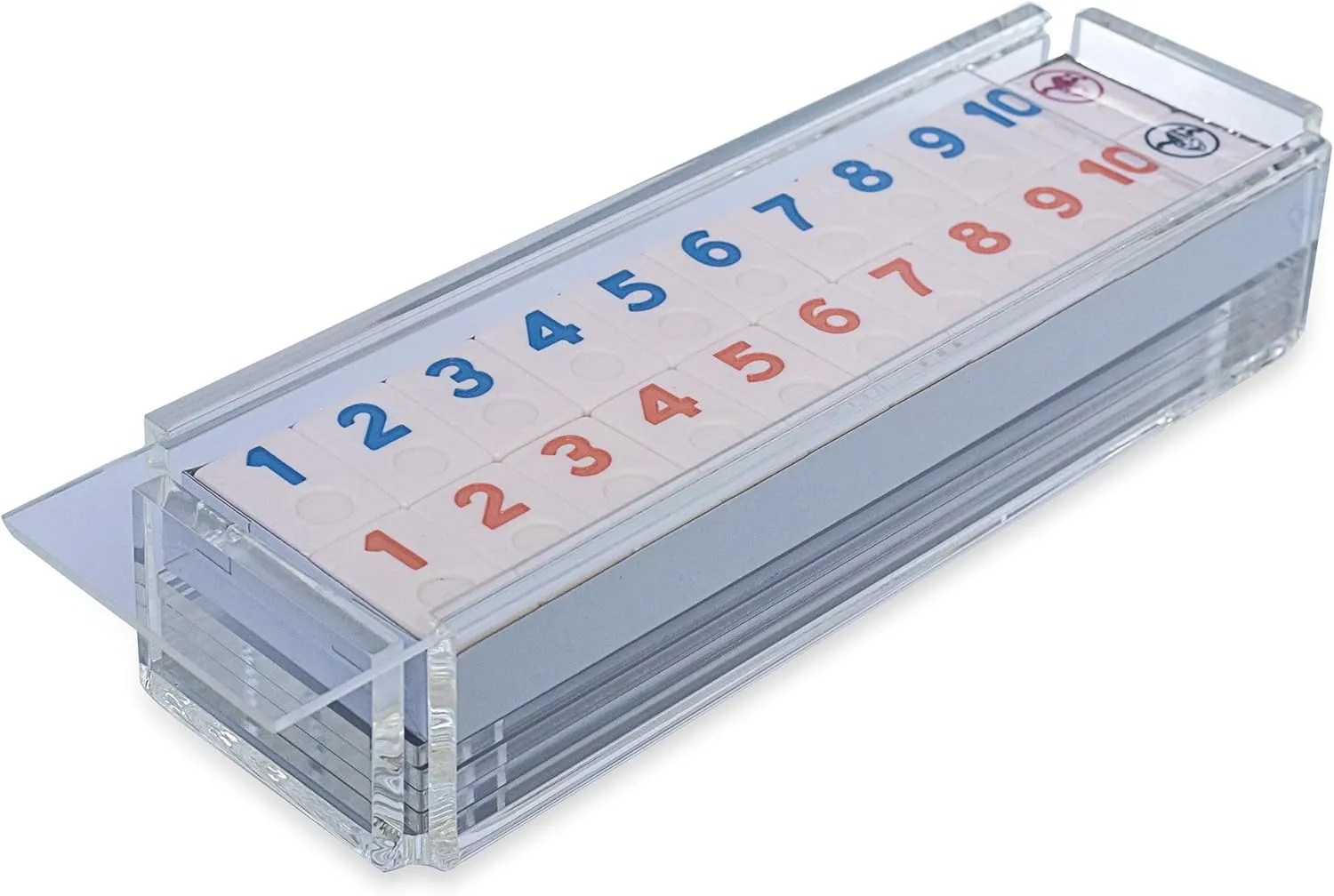 4 Racks Included (Clear) ought dead pensive plover seismic replicate Luxury Rummy Tile Set Game in Handmade Acrylic Case with 