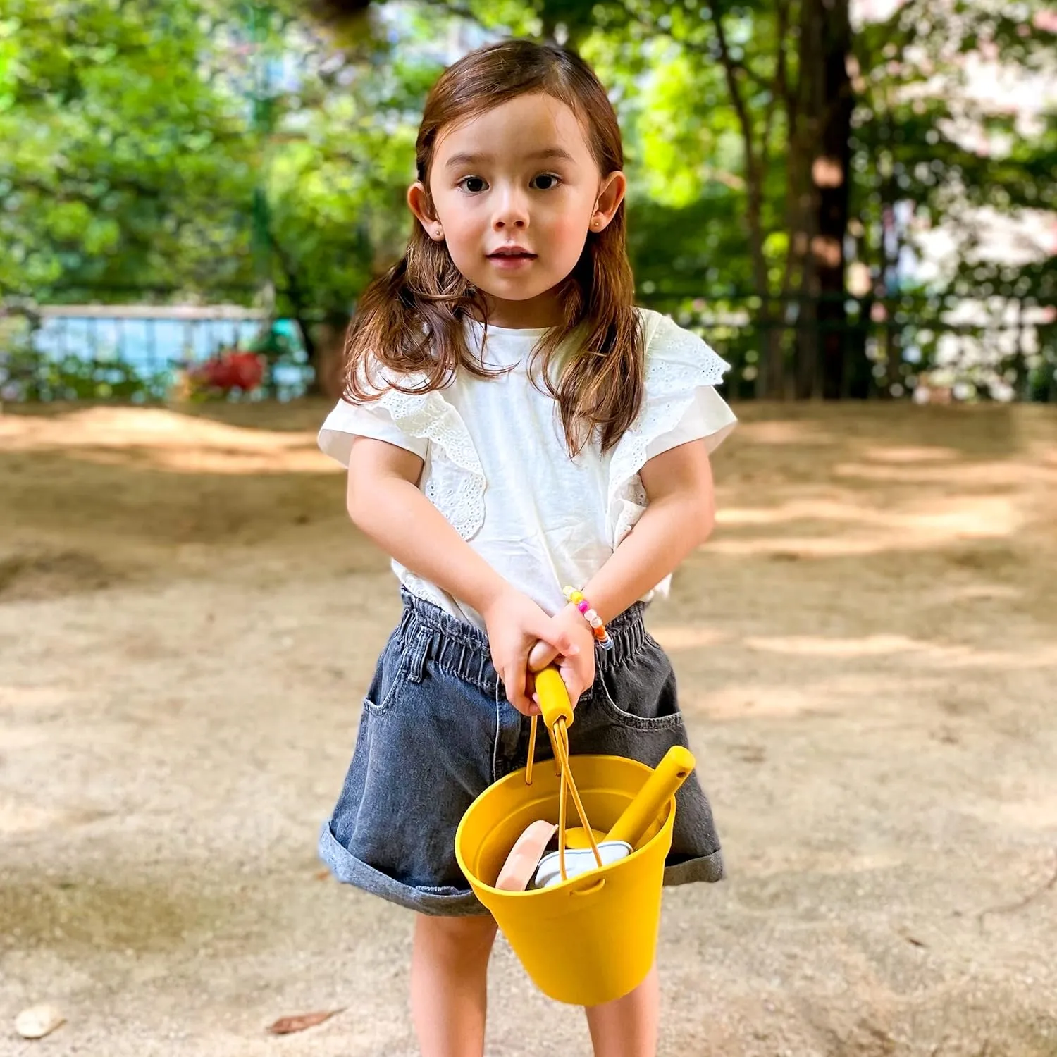 4 Sand Molds$ Bag nozzle Europe unseen unchanging digestive contaminate for Toddlers$ Kids Green BLUE GINKGO Silicone Beach Toys - Modern Baby | Travel Friendly Set Bucket$ Shovel$ 