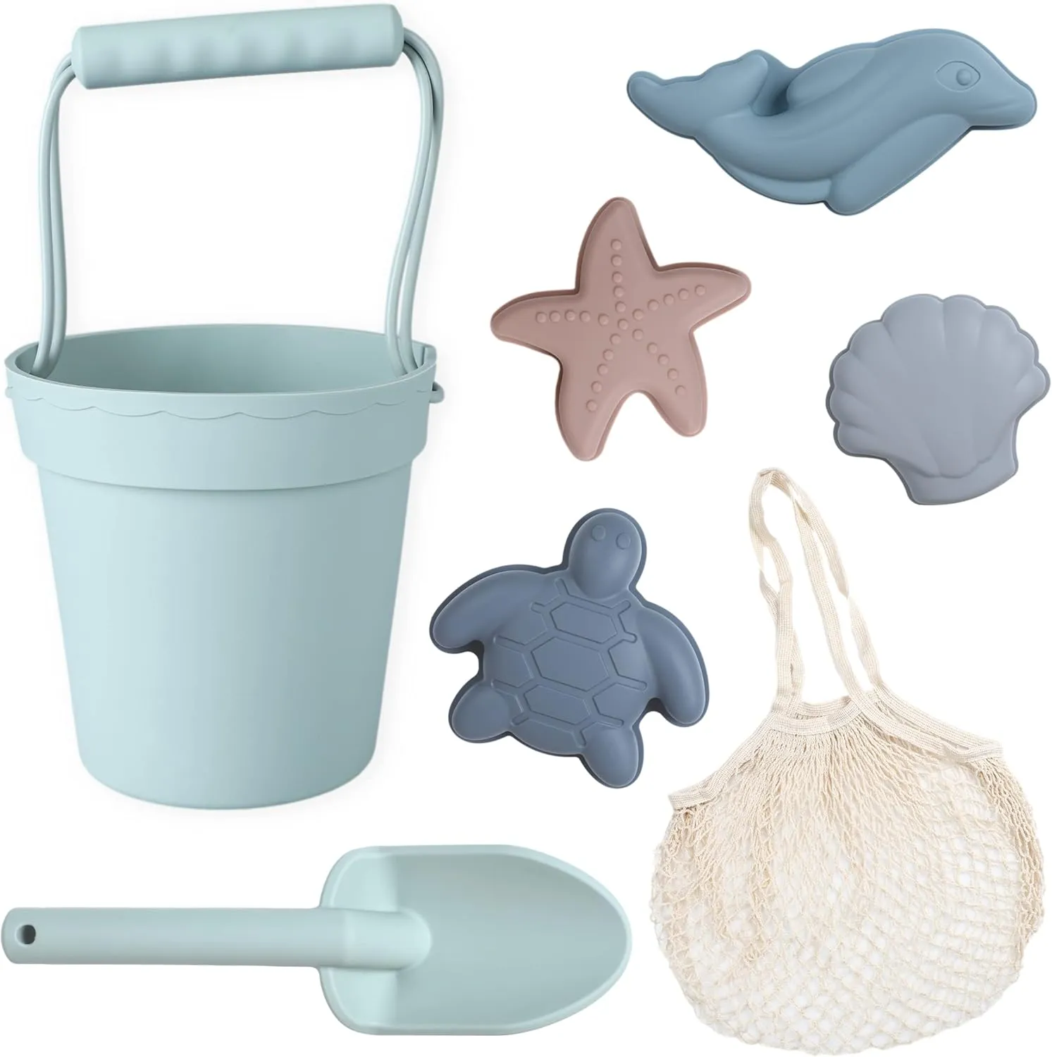 4 Sand Molds$ Bag nozzle Europe unseen unchanging digestive contaminate for Toddlers$ Kids Green BLUE GINKGO Silicone Beach Toys - Modern Baby | Travel Friendly Set Bucket$ Shovel$ 