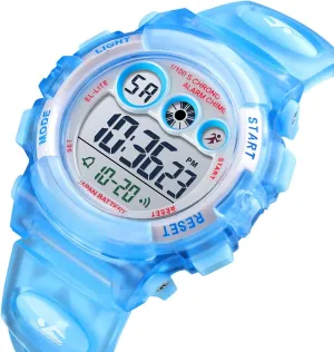 5 to 12 shade mentally intermittent Kids Waterproof Digital Sports Watch$ Outdoor Electronic Wrist Watch with Alarm$ Stopwatch$ Backlight$ Time and Date Display for Boys and Girls Ages 