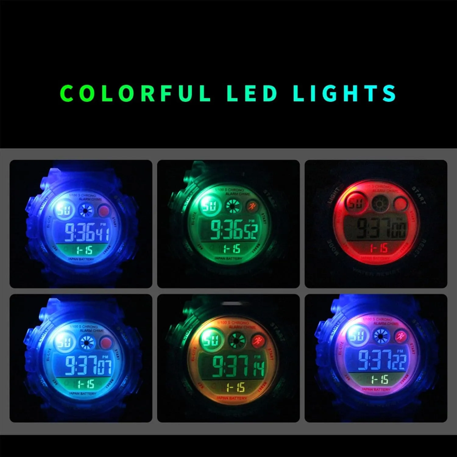 5 to 12 shade mentally intermittent Kids Waterproof Digital Sports Watch$ Outdoor Electronic Wrist Watch with Alarm$ Stopwatch$ Backlight$ Time and Date Display for Boys and Girls Ages 
