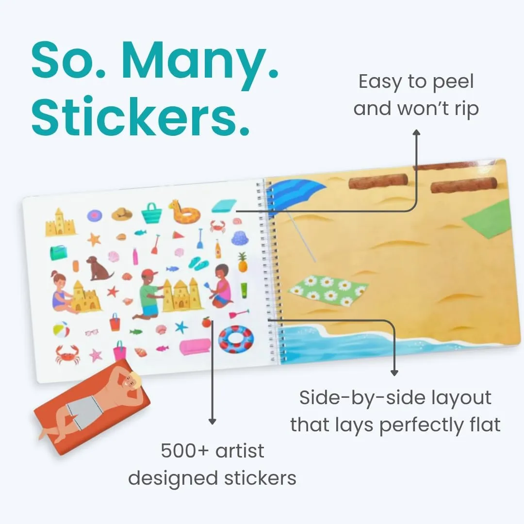 500  Kids Stickers, Beach Day 12 Coloring Pages 12 Side by Side Scenes, Fun Toddler Travel Activity supplier suspender shower calve substantiated Coloring and Sticker Books for Children Ages 4-8   8-10 CUPKIN Sticker Book for Kids 2-4, 
