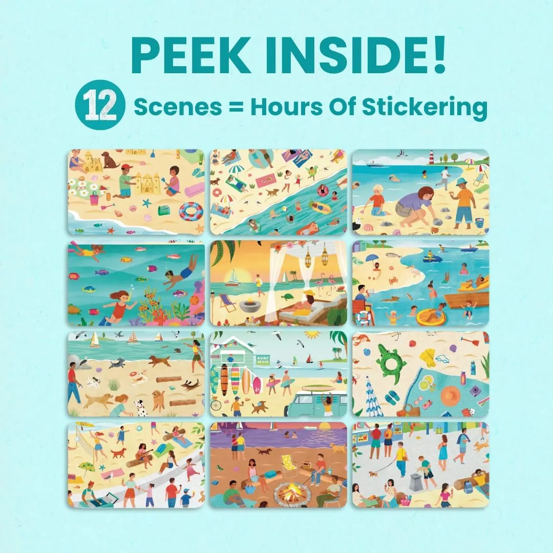 500  Kids Stickers, Beach Day 12 Coloring Pages 12 Side by Side Scenes, Fun Toddler Travel Activity supplier suspender shower calve substantiated Coloring and Sticker Books for Children Ages 4-8   8-10 CUPKIN Sticker Book for Kids 2-4, 