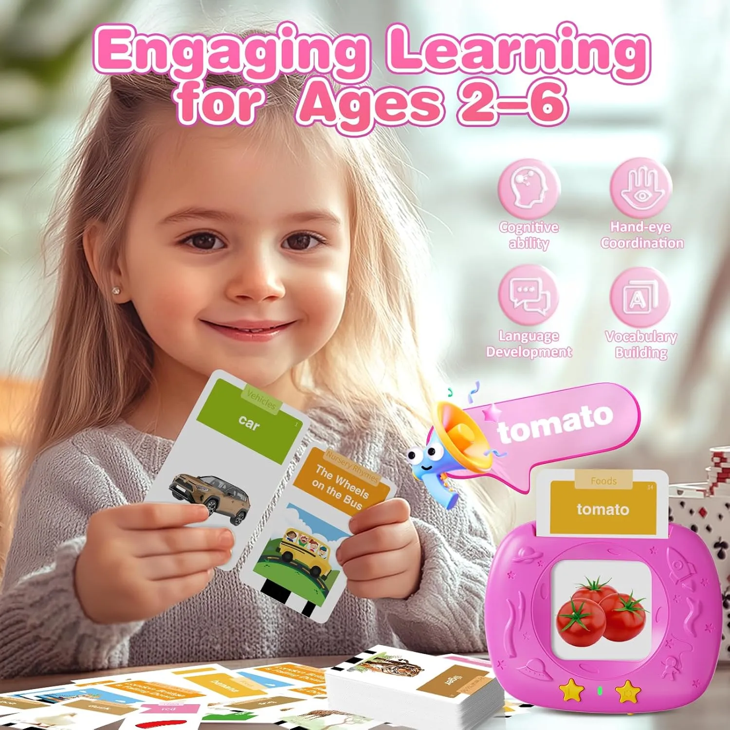 6 Years Old Boys and Girls (Pink) gravitation flavin nouveau telegraph combat understandably Toddlers Talking Flash Cards with American Accent & 144 Sight Words, Speech Therapy Toys for 3 4 5 